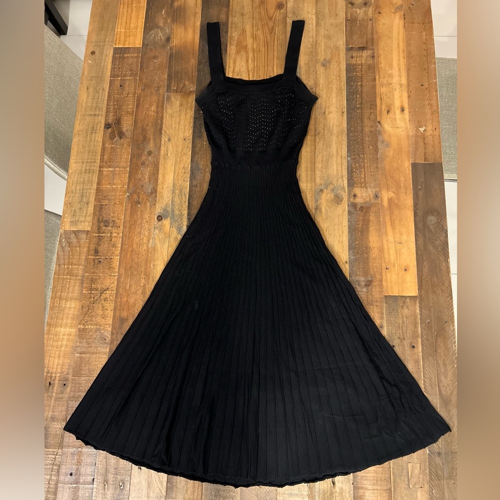 Black Ribbed Knit Midi Dress – Size S/P